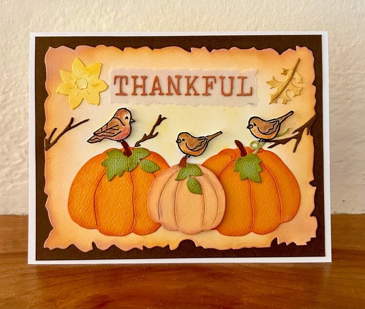 Pumpkin &amp; Birds Thankful card