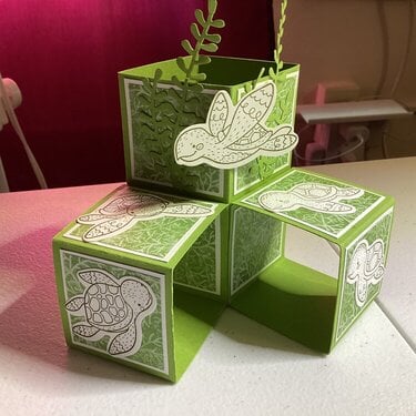 Sea turtle cube pop up card