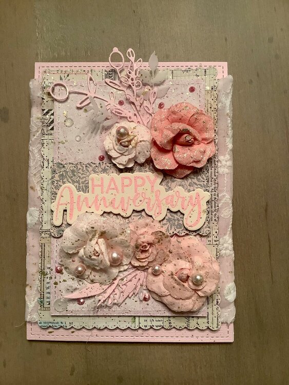 Flirty, shabby chic Happy anniversary card