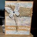 burlap birthday with butterfly