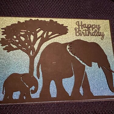 silhouette on glitter cardstock - elephants