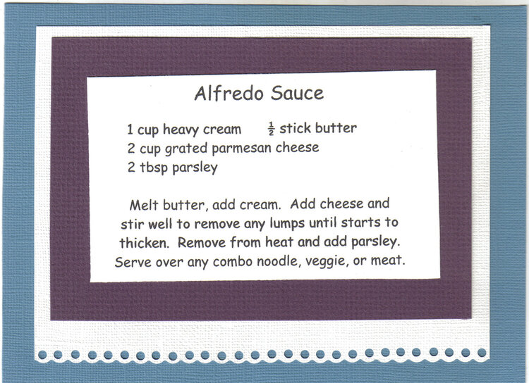 Recipe Card - Alfredo Sauce