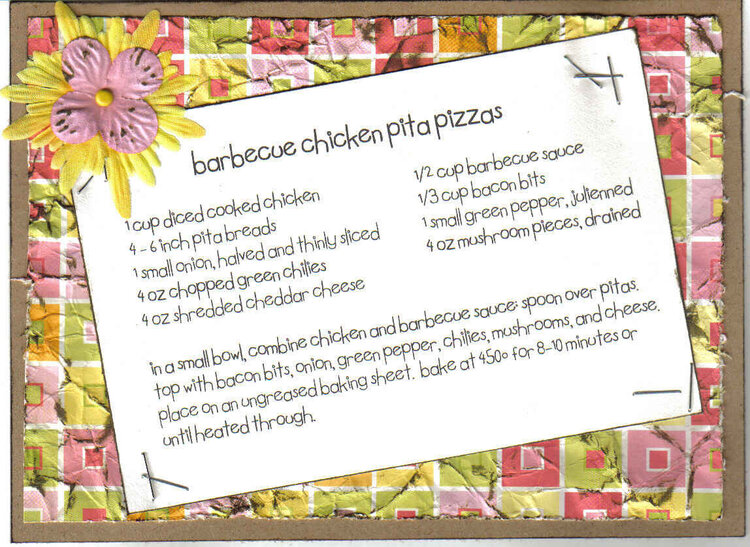 Recipe Card - Barbecue Chicken Pita Pizza