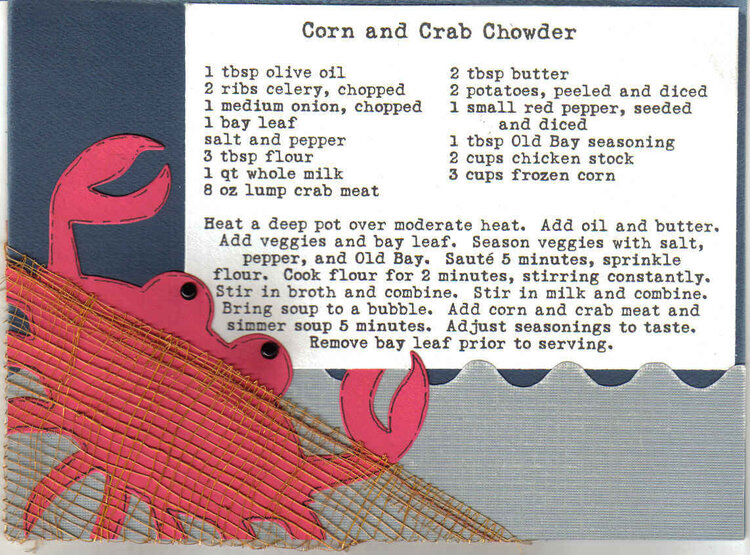 Recipe card - Corn and Crab Chowder