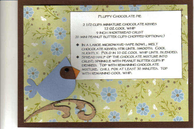 Recipe Card - Fluffy Chocolate Pie