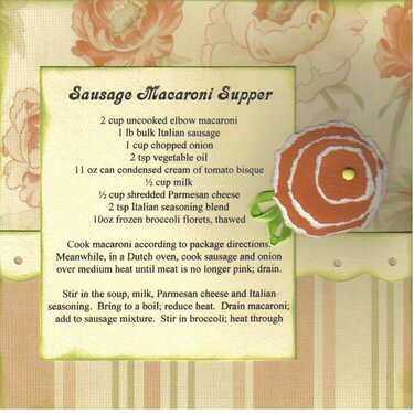 Sausage Macaroni Supper Recipe Card