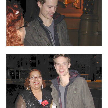 Mary Lou giving guitar book to Jonny Lang!