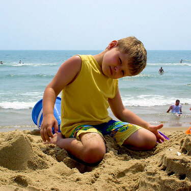 Building sandcastles.