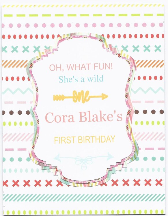 Cora Blake&#039;s 1st birthday card