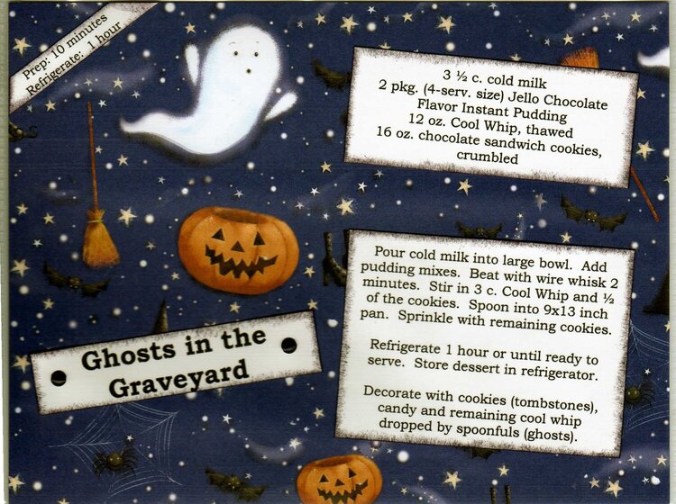 Ghosts In The Graveyard Recipe Card
