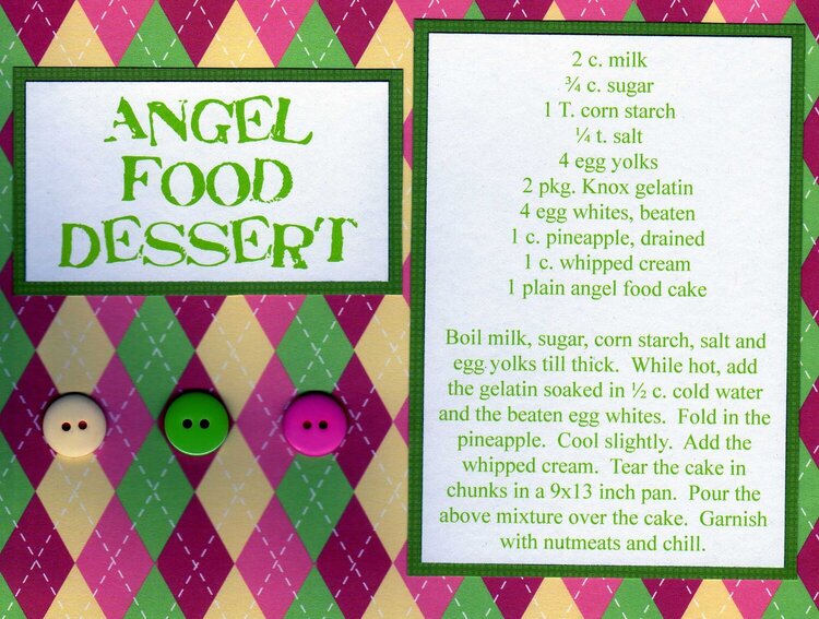 Angel Food Dessert Recipe Card