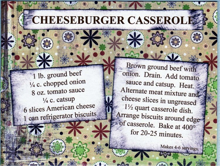 Cheeseburger Casserole Recipe Card