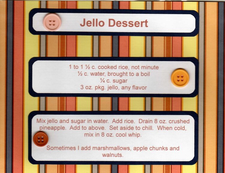 Jello Dessert Recipe Card