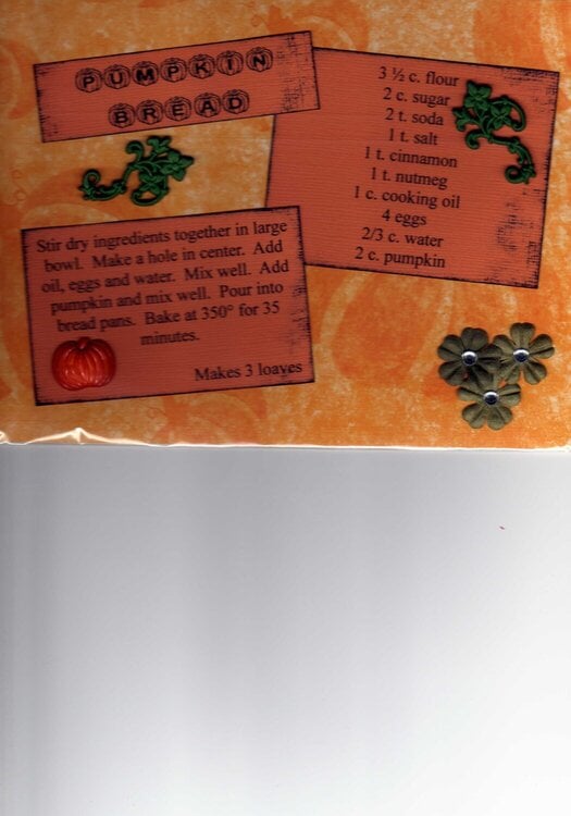 Pumpkin Bread Recipe Card