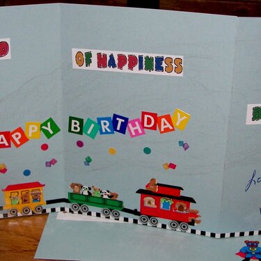 Inside of train birthday card