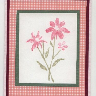 Gingham flower notecard