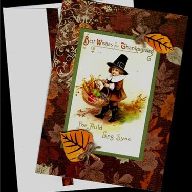 Boy With Basket Thanksgiving Card