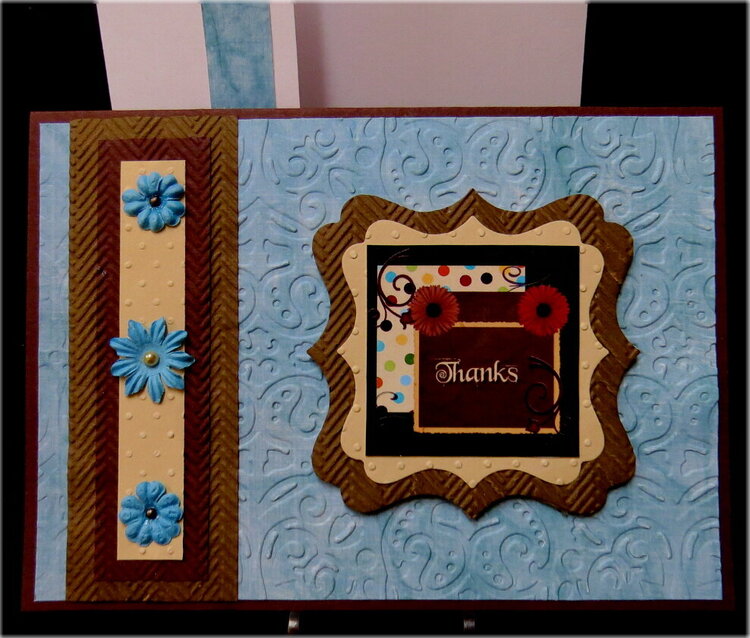 Brown and Turquoise Thank You Card