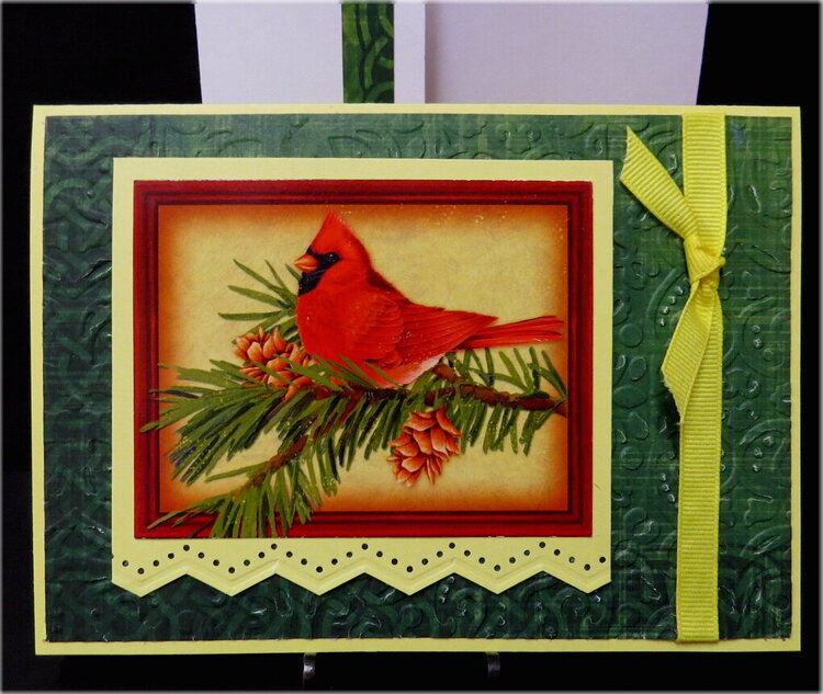Cardinal Green Christmas Card