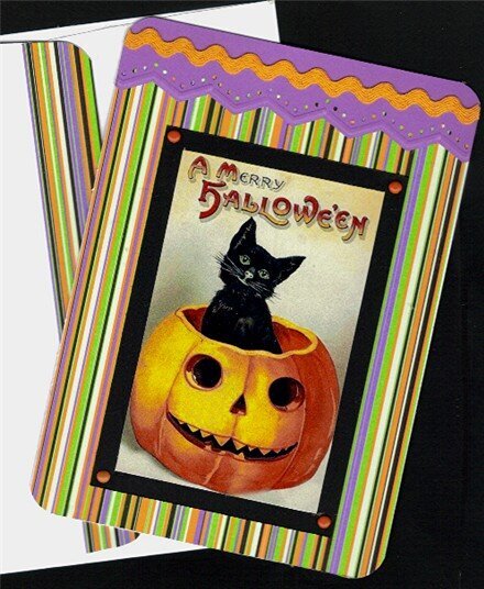 Cat in Pumpkin Halloween card