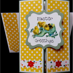 Chicks in Shoe Gate Fold Easter Card