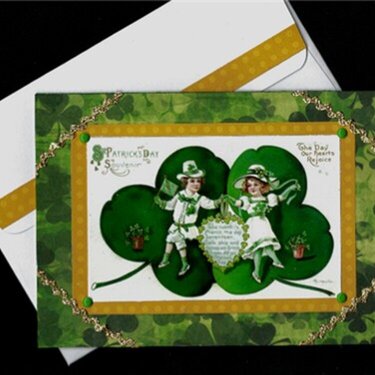 Couple On Clovers St. Patrick&#039;s Day Card 1