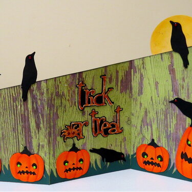 Crows Halloween Card Green 09