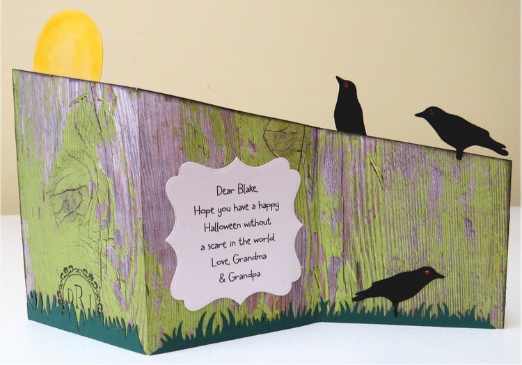 Crows Halloween Card Green 10