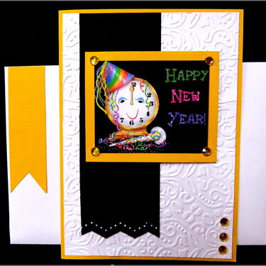 Cute Clock New Years Card