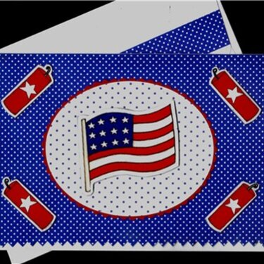 Flag and Red Firecrackers Card