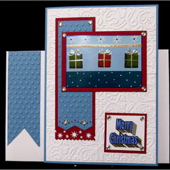 Gifts on Blue Christmas Card