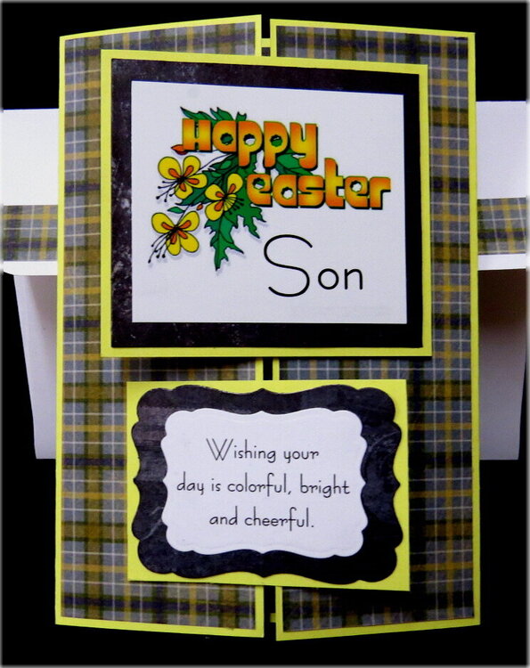 GrayPlaid Son Gate Fold Easter Card