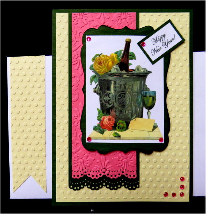Green Champagne Bucket New Years Card