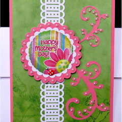 Green with Pink Flourish Mothers Day Card