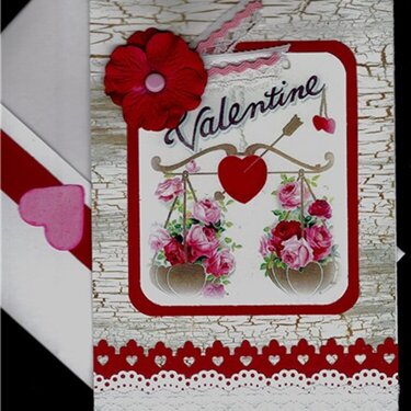 Heart and Two Flower Baskets Valentine