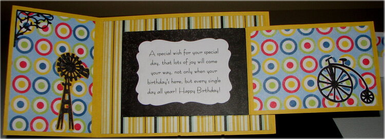 Joy Fold Bicycle Birthday Card Inside