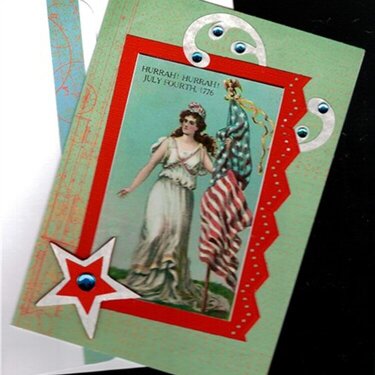 Lady Liberty with Flag 4th of July card.