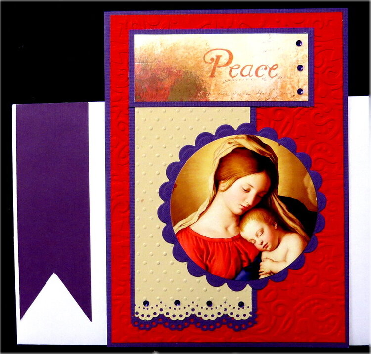 Madonna and Child Red and Purple Xmas Card