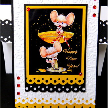 Mice with Champagn New Year Card