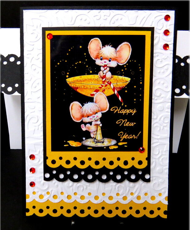 Mice with Champagn New Year Card