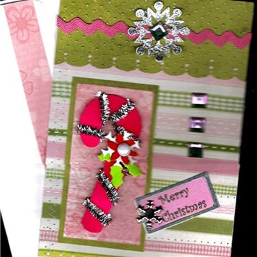 Pink Candy Cane Christmas card
