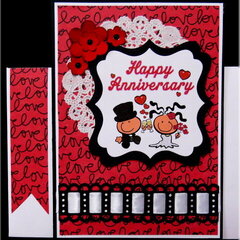 Red and Black Love Couple Anniversary Card