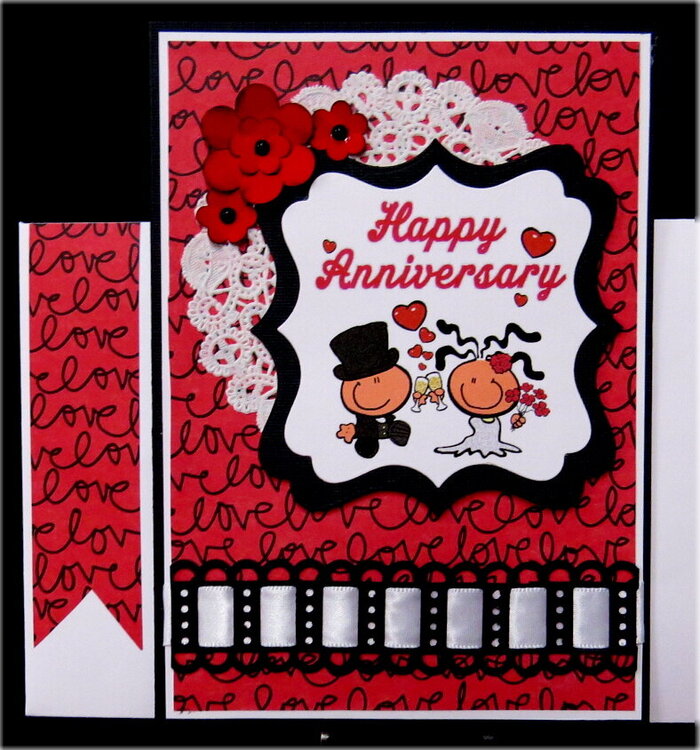 Red and Black Love Couple Anniversary Card