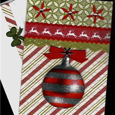 Red Stripe Ornament Xmas Card