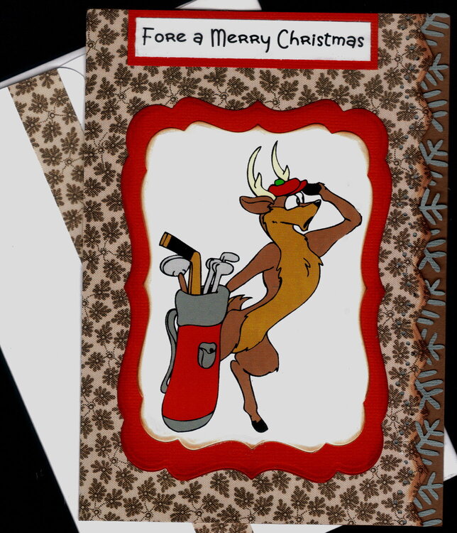 Reindeer Golfer Xmas Card
