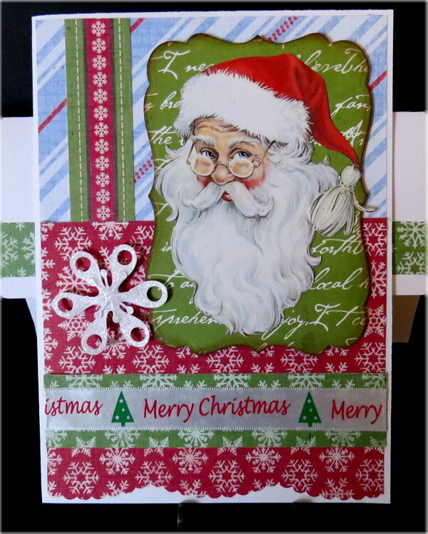 Santa Head with Snowflake Christmas Card