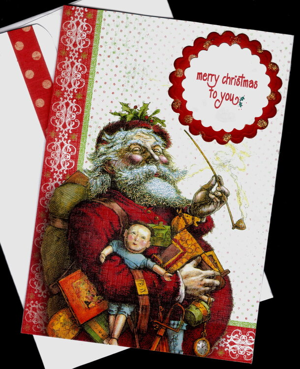 Santa With Pipe And Toys Xmas Card 2