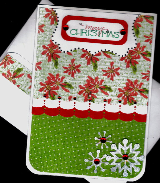 Scallops And Snowflakes Merry Christmas Card 1