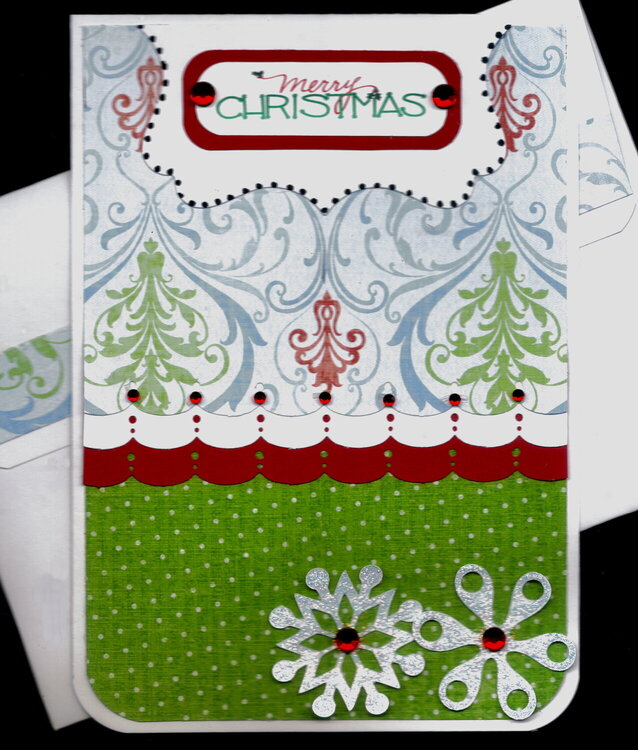 Scallops And Snowflakes Merry Christmas Card 2