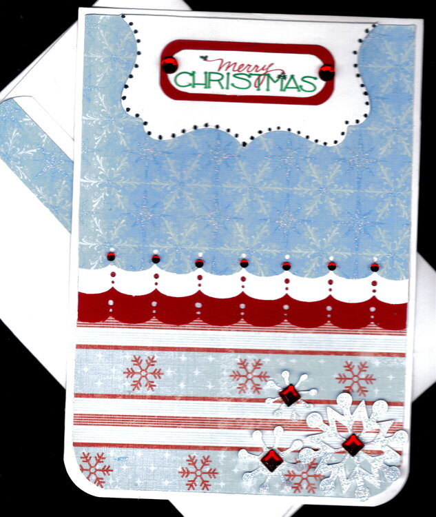Scallops And Snowflakes Merry Christmas Card 3